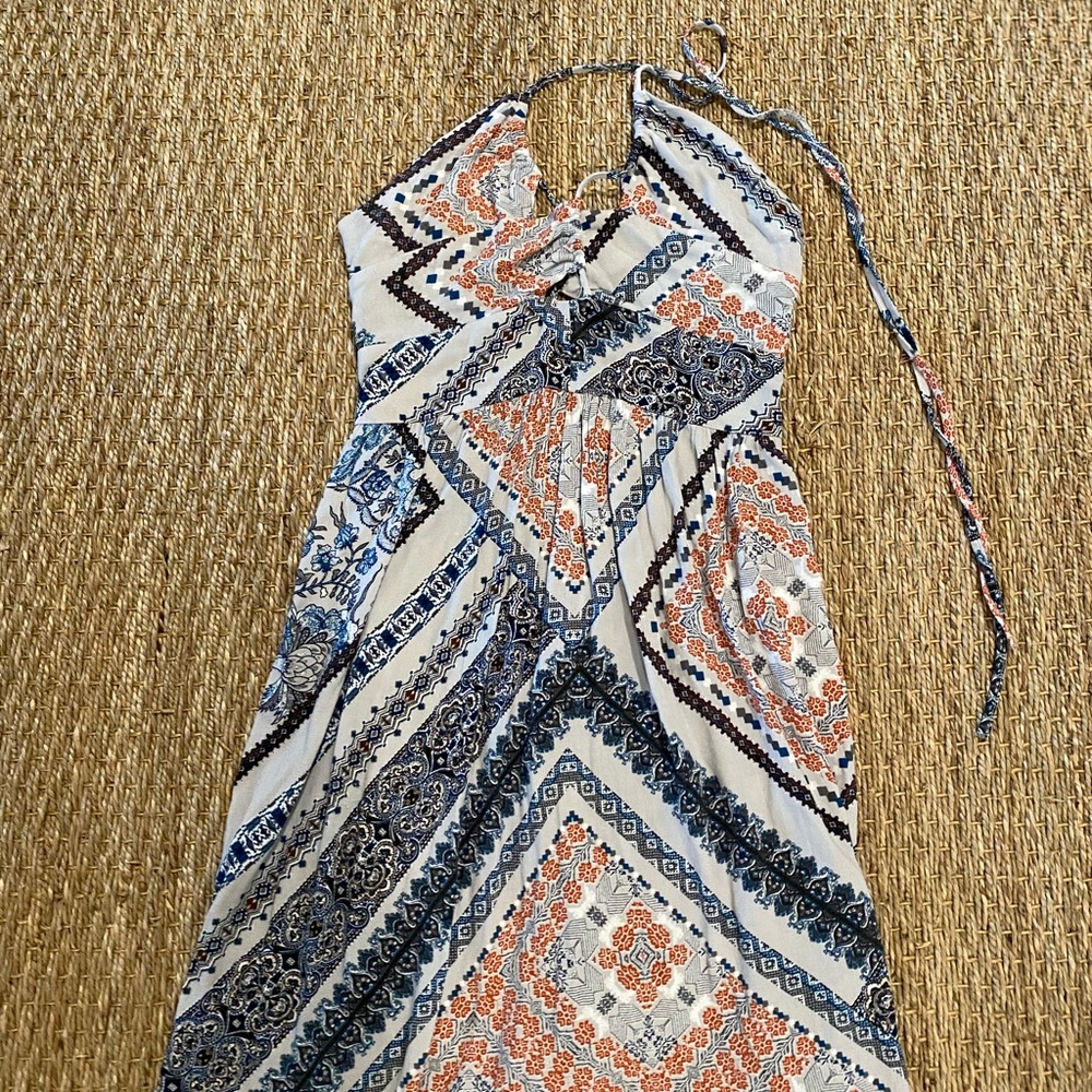 Boutique Bandana Print Cutout Halter Dress